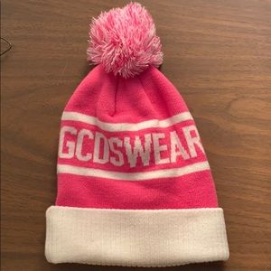 GCDS pink white beanie